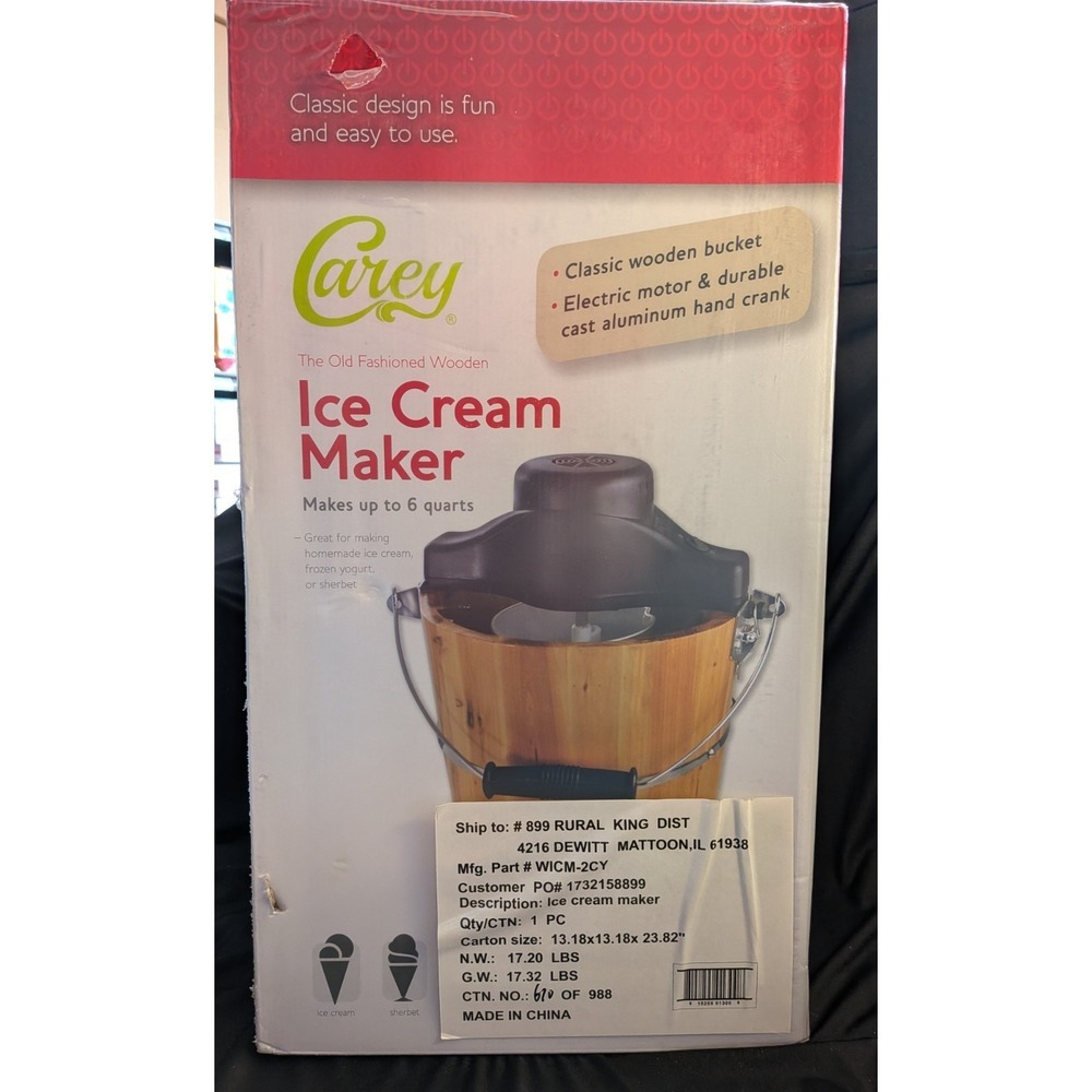 Carey 6 Qt. Homemade Ice Cream Maker Wooden Bucket